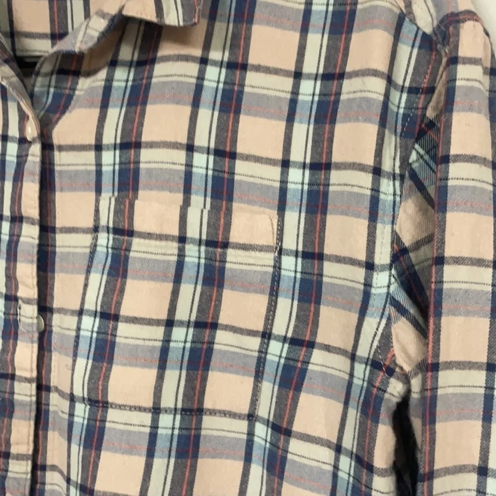 Old Navy (Tunic) Girls pink & navy plaid flannel, shirt Lg